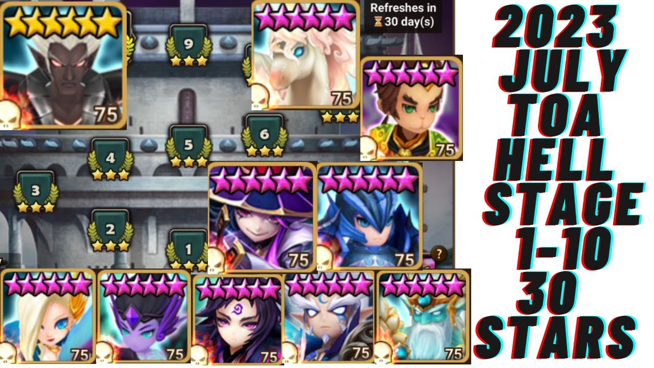 TOA HELL July 2023 30 STARS Stage 1- 10.   Summoners War