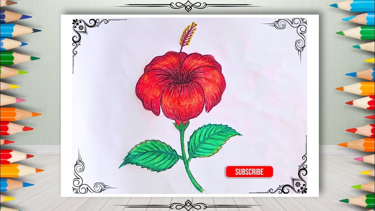 Most Beautiful Hibiscus Flower Drawing Ever 🌸 | Easy Step by Step for Beginners”