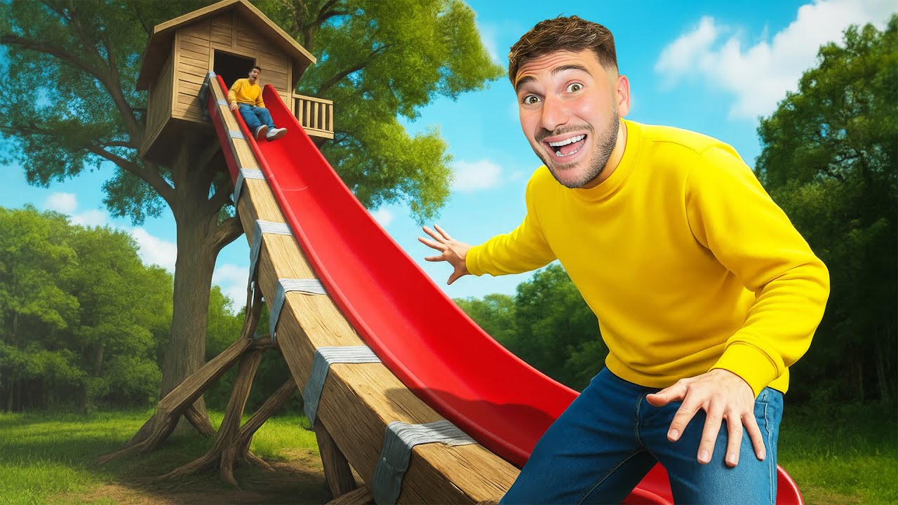 j’ai CONSTRUIT un TOBOGGAN GÉANT depuis ma CABANE !