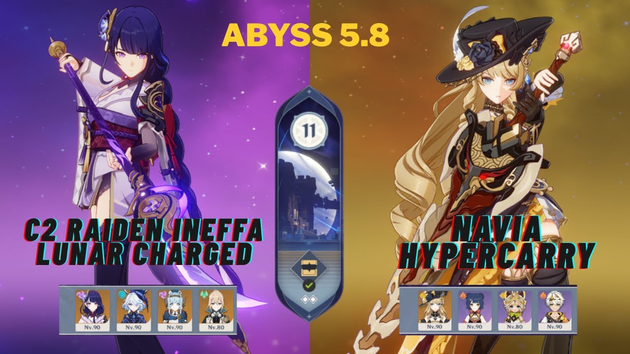 Abismo Espiral 5.8 | C2 Raiden Ineffa Lunar Charged  & Navia hypercarry | Floor 11 | Genshin Impact