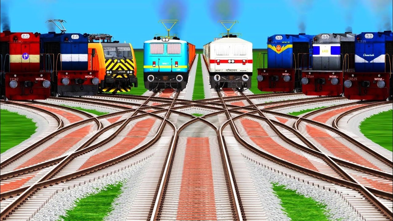 Trains Crossing At Bubmpy Railroad Tracks ll High Graphics Realistic Railroad l Over Cross Railrgadi