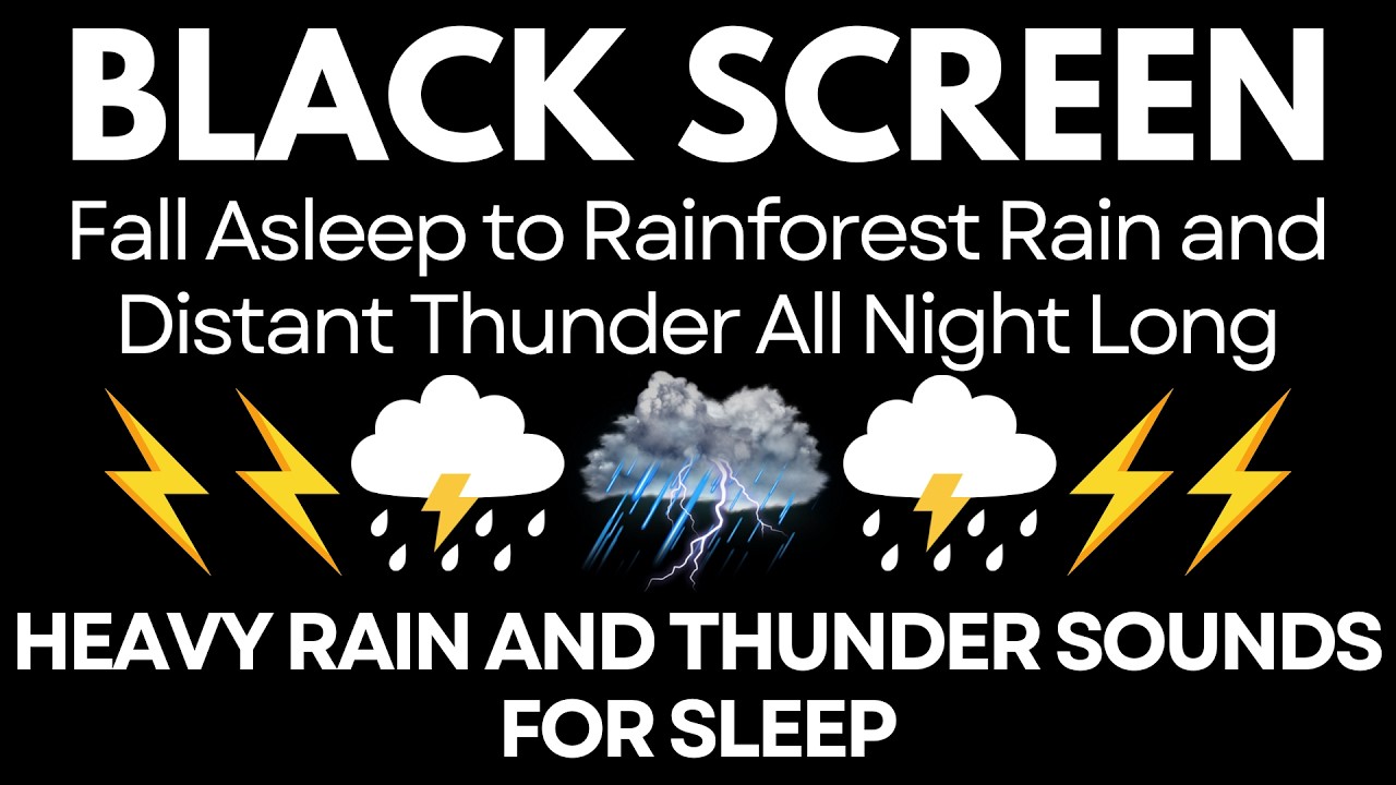 Fall Asleep to Rainforest Rain and Distant Thunder All Night Long | 12 Hours - No Ads