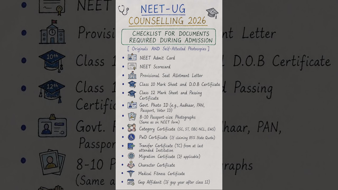 📋 NEET UG Counselling 2026: Documents Required for Admission | Complete Checklist ✅
