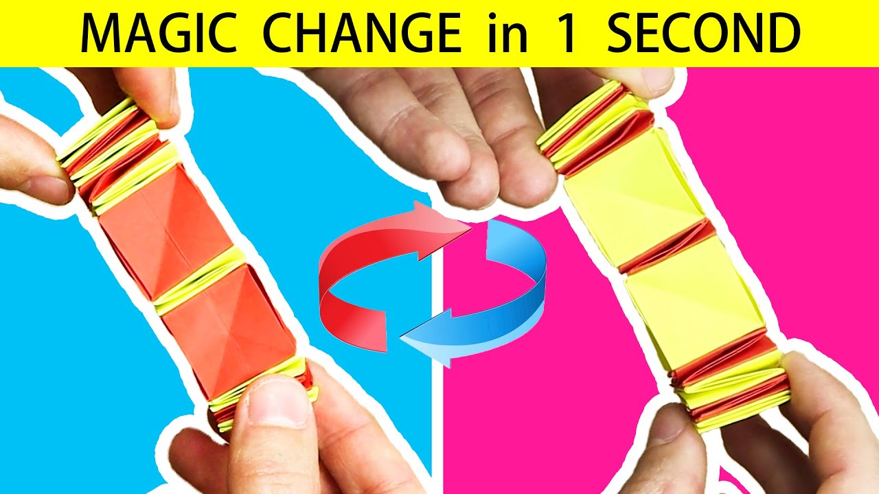 Easy Origami: Magic SPIRAL Cubes color changing / Origami Pako pako
