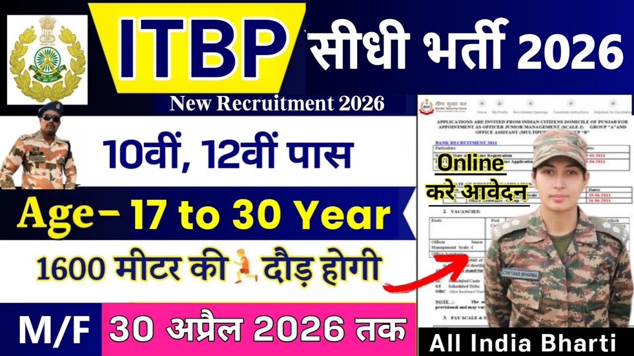 ITBP New Vacancy 2026 | ITBP Constable Recruitment 2026 | 10th Pass Job | ITBP Constable Bharti 2026