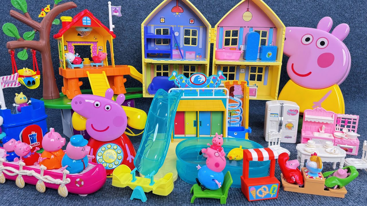 12 Minutes Satisfying with Unboxing Peppa Pig Super Playground & Pool Toy World ASMR｜Toys Review