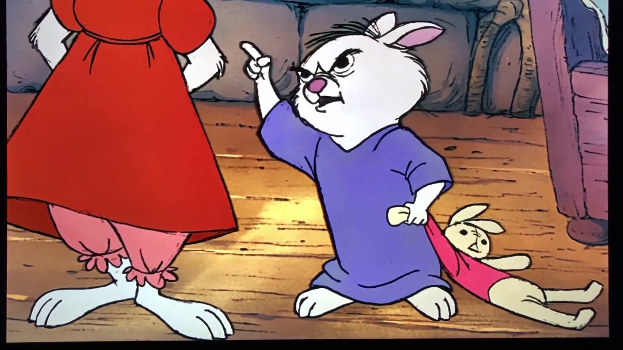 Shh, mind your manners. Yeah, mind yoh maddohs - Disney&rsquo;s Robin Hood - mom bunny scolds & sis mimics