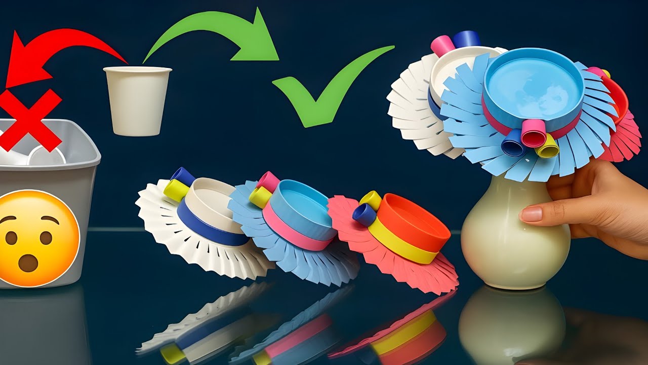 How to Make a Hat from Paper Cup for Home Decor | DIY Paper Cup Craft 🎩✨
