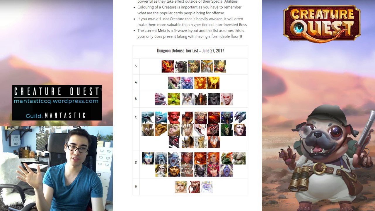[Creature Quest] Legendary Creature Dungeon Defender Tier List