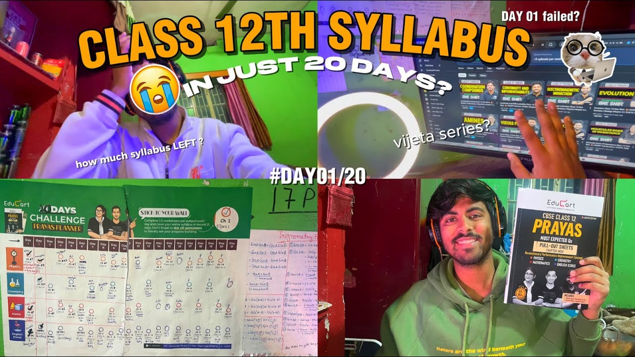 Studying All Night as A *CBSE 12th Grader* | DAY 1/20 day Challenge!!