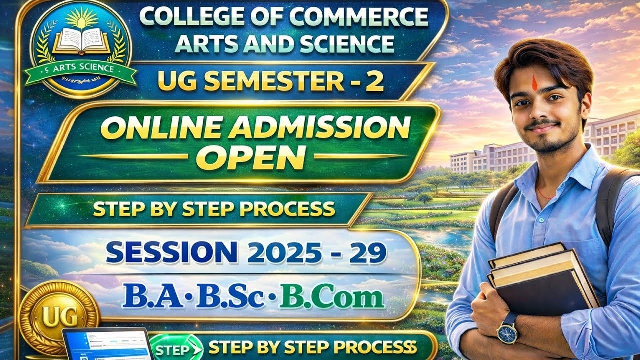 College of Commerce Arts & Science UG Semester 2 Admission 2025-29  Online Admission Kaise Kare PPU 