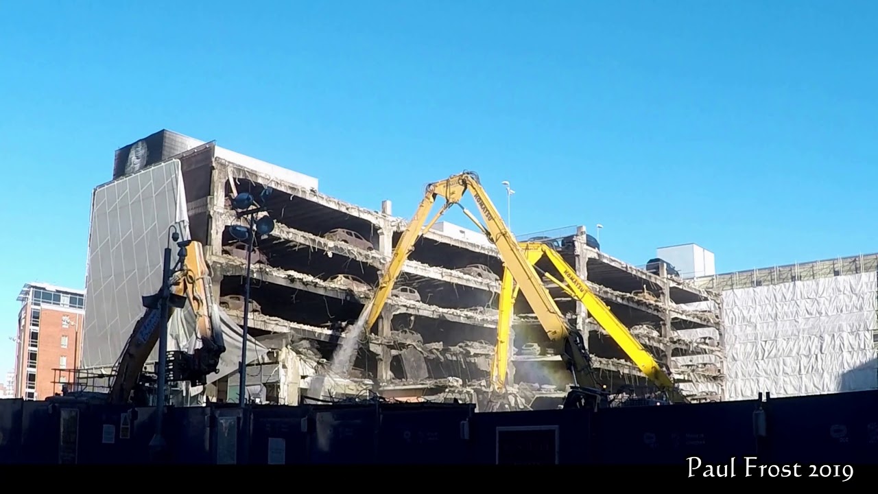 Demolition of the  Liverpool Echo arena carpark (time lapse)