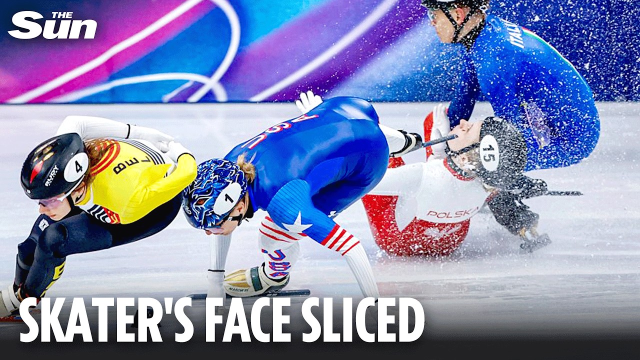 Horror moment Winter Olympics skater left covered in blood after being sliced by opponent&rsquo;s blade