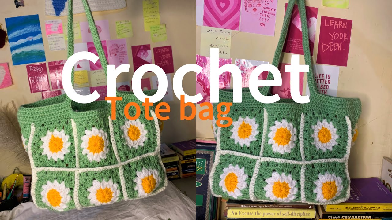 Crochet tote bag | easy tutorial by Hafsa jiqin