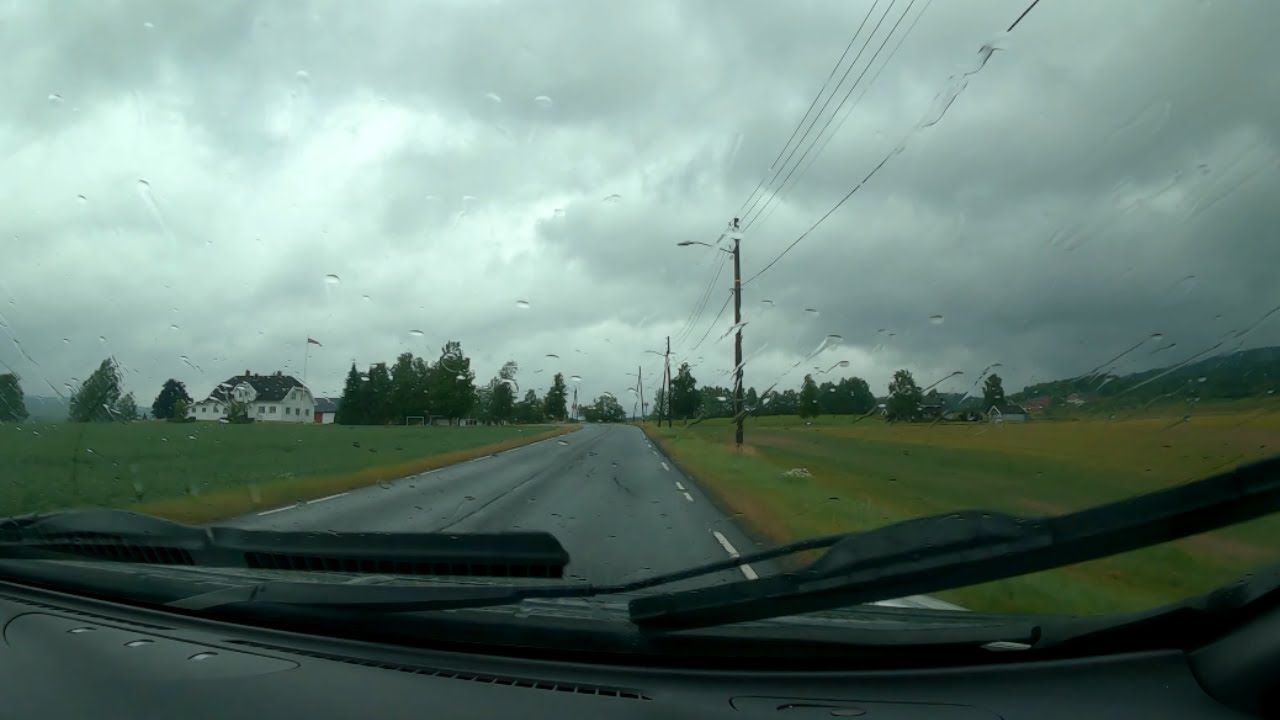 Norwegian Countryside Driving Tour On A Rainy Day