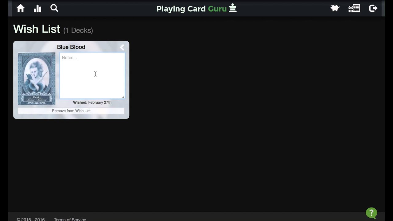 How to add a deck to your wish list on PlayingCard.Guru