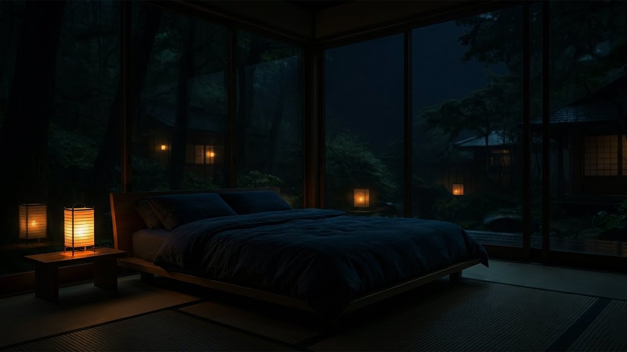 Winter Rain Sounds in a Dark Bedroom 🌧 (No Ads) | 8 Hours of Deep Sleep & Relaxation