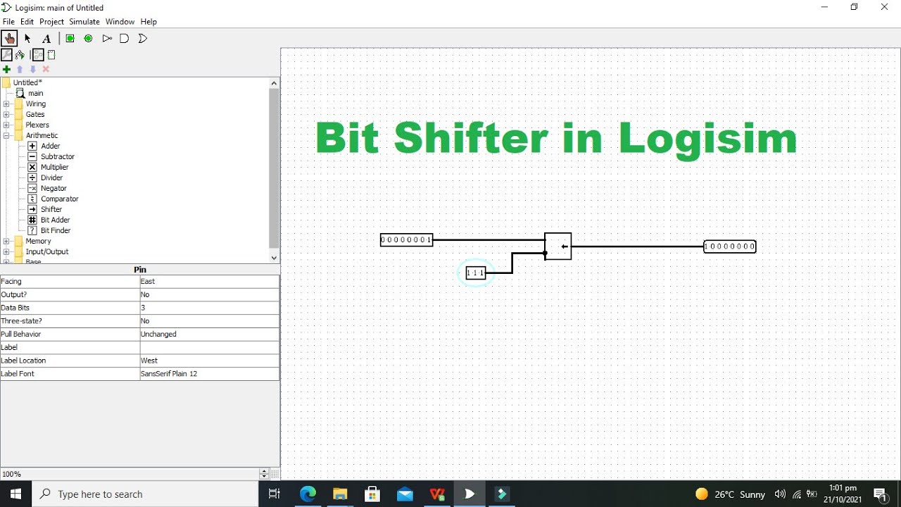 how to use a bit shifter in logisism | bit shifting in logisim simulations