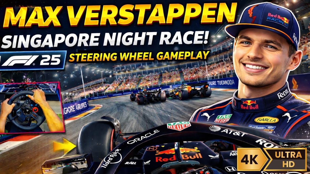Night Race in Singapore | Max Verstappen F1 25 |  Steering Wheel Gameplay