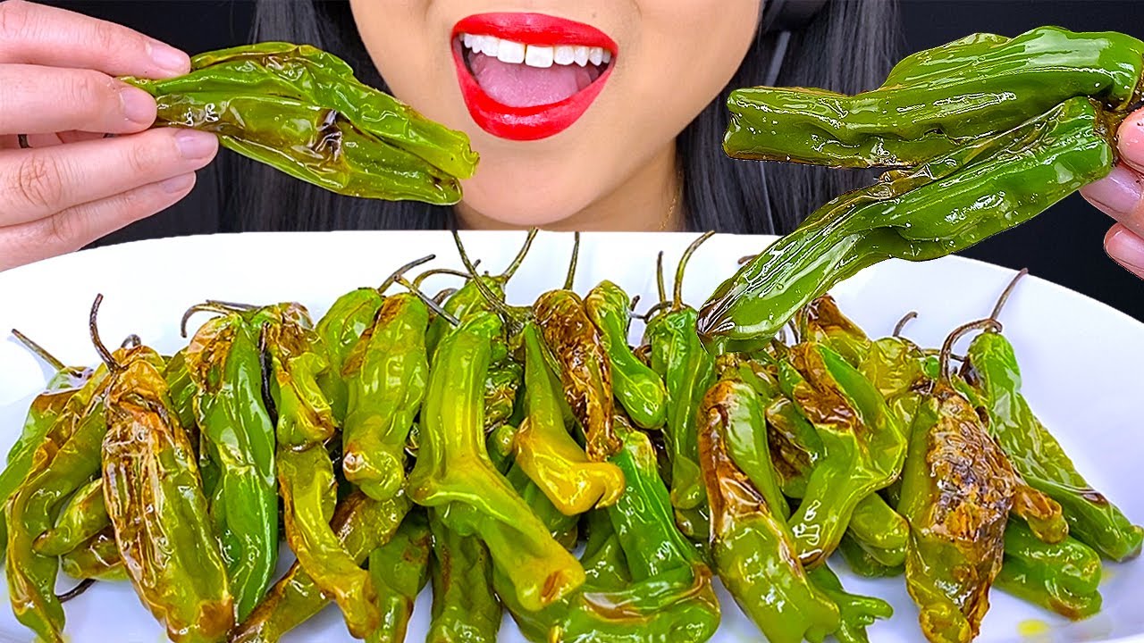 ASMR | 50 FRIED SHISHITO PEPPERS PLATTER | MUKBANG | ASMR Phan
