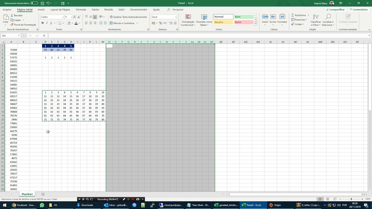 EXCEL - Gerando números aleatórios para a QUINA e destacando. SEM REPETIR!