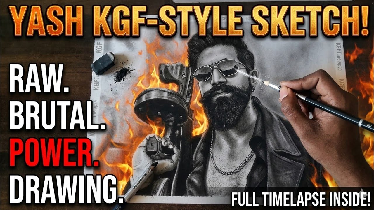 Drawing of rocking star yash sketch of rocking star yash toxic teaser reference. #kgf #toxic 