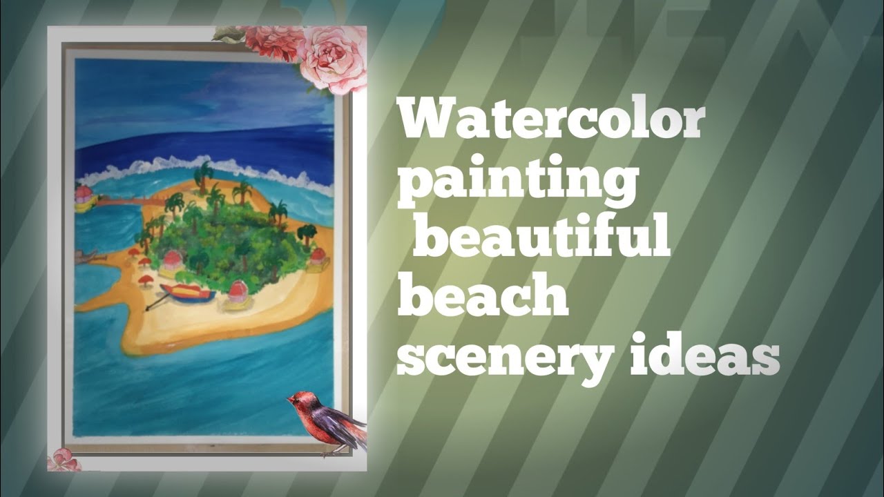 How to draw beautiful beach 🏖️ with watercolor colour//#benpaintingboy #beachpainting