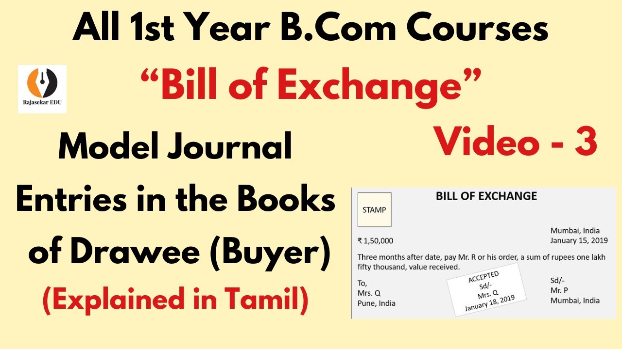 Bills of Exchange | Video-3 | Model Entries in Books of Drawee |Principles of Accounting|B.Com|Tamil