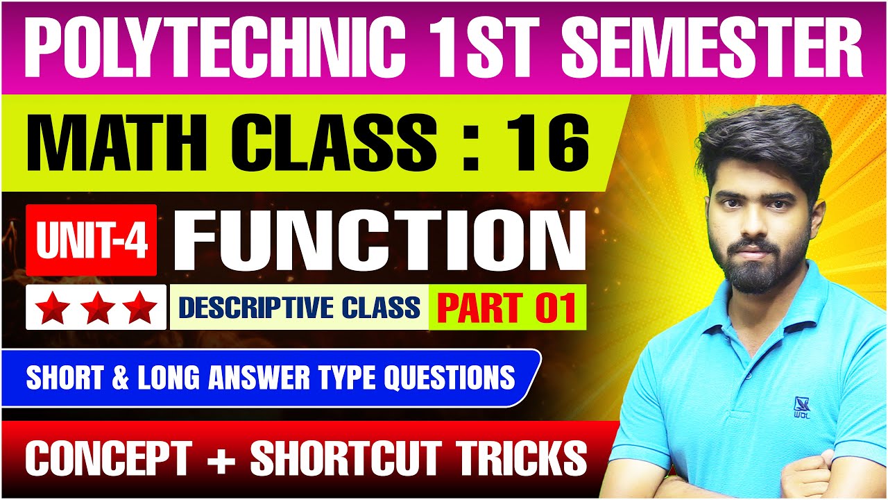 Polytechnic 1st Sem. Math Class | Unit 04 : Function (Part 01) | Descriptive Class | tbr academy