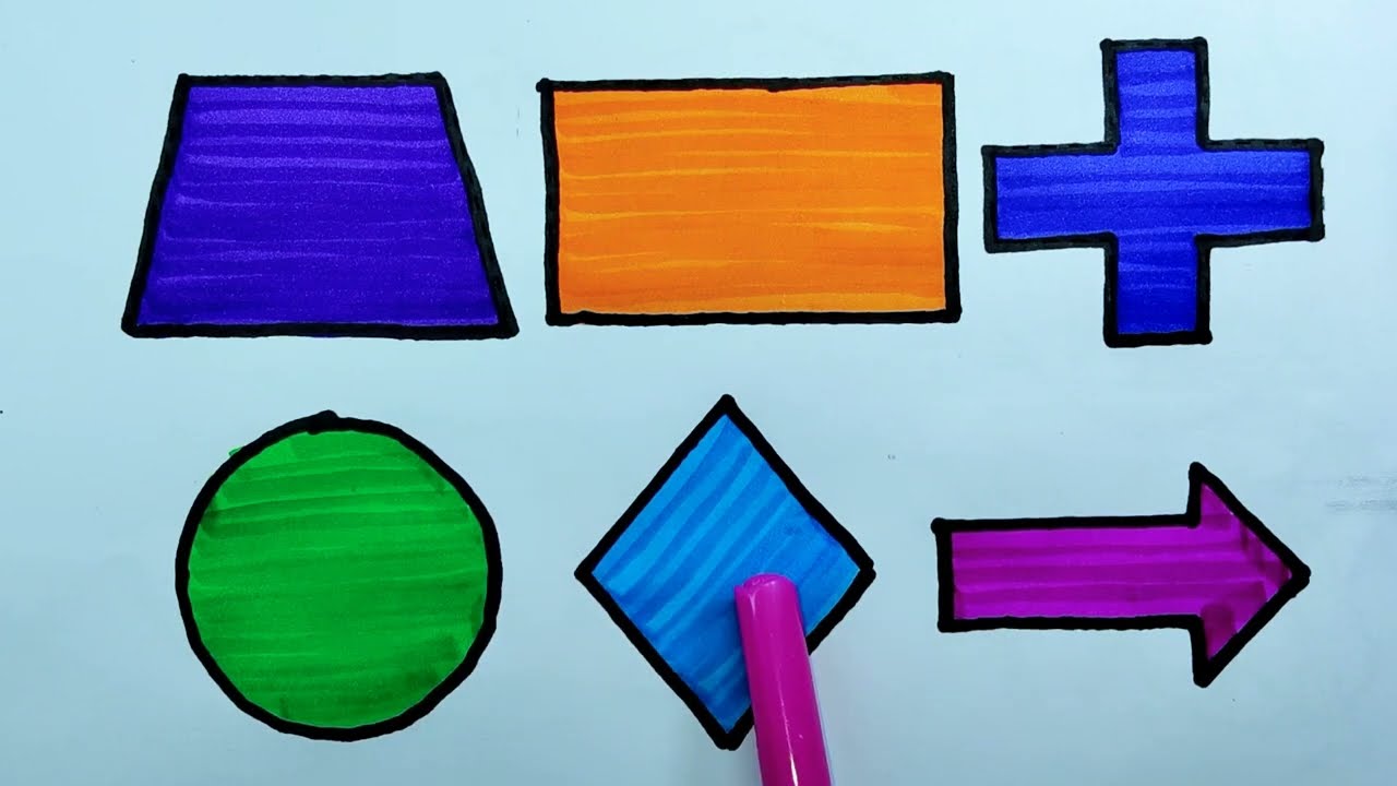 Learn Shapes, Colors for Kids & Toddlers 2d shapes colors for toddlers, Trapezoid Rectangle Cross