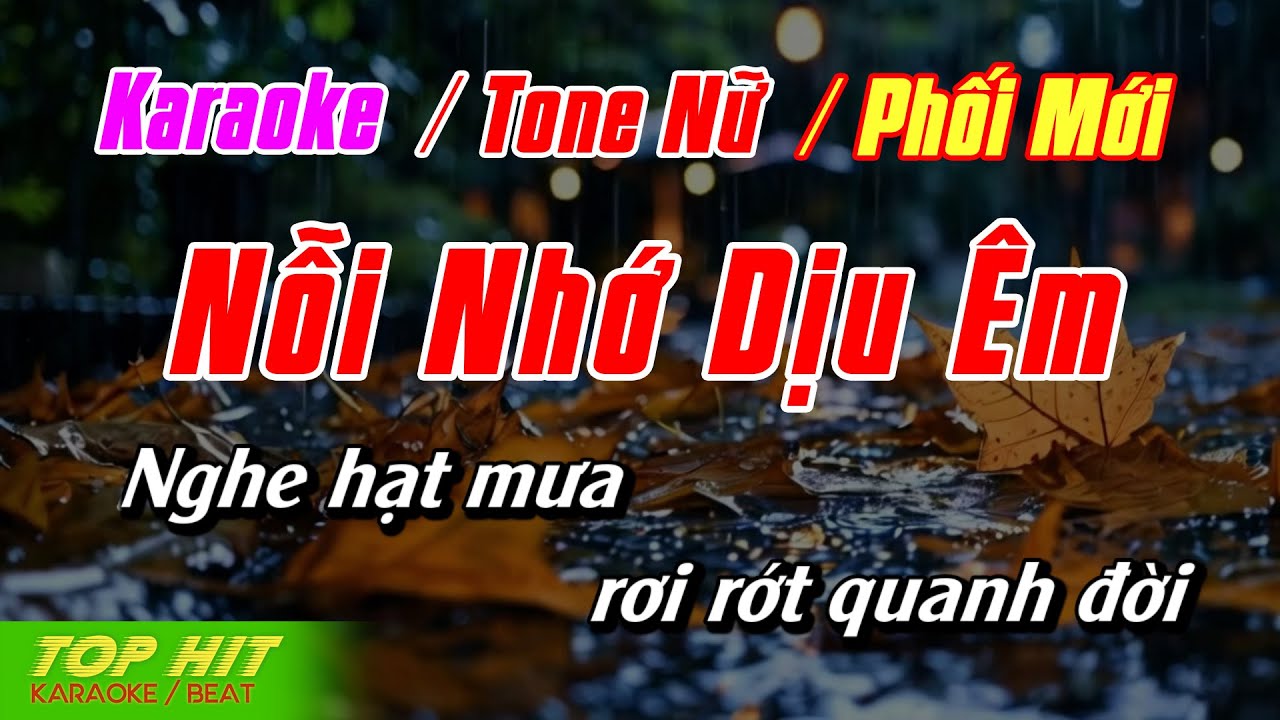 Nỗi Nhớ Dịu Êm Karaoke Tone Nữ Phối Mới Dễ Hát TOP HIT KARAOKE
