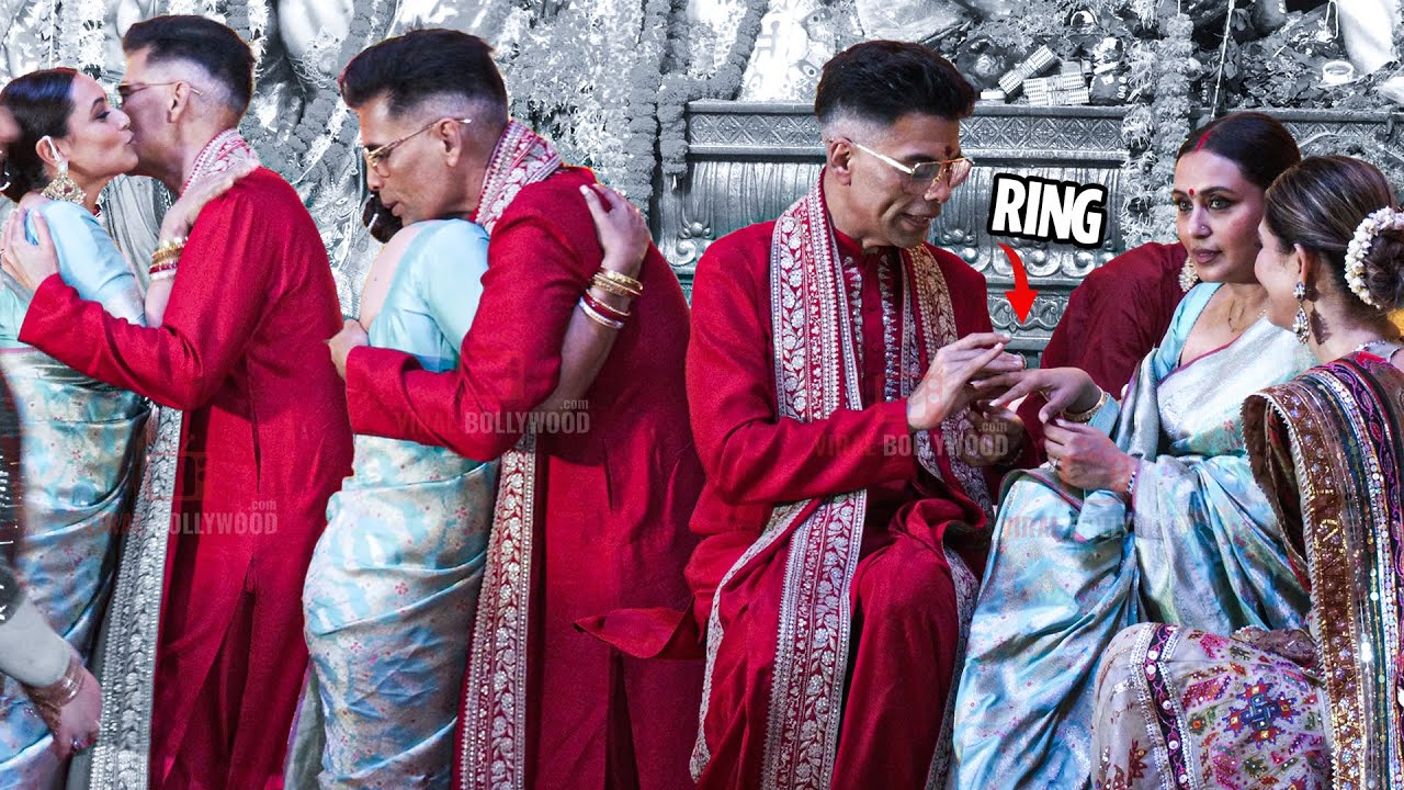 Karan Johar Surprises Rani Mukerji with Ruby Ring at Durga Puja 2025! 😲❤️