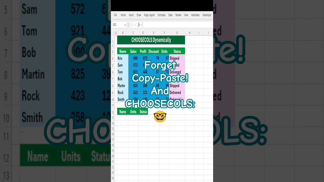 Forget Copy-Paste! Excel CHOOSECOLS: Extract ANY Columns Instantly