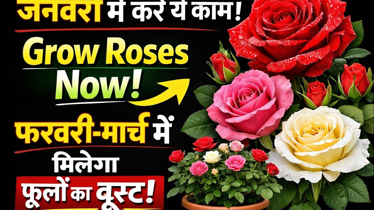 जनवरी में गुलाब पर ये काम कर दो🌹 | Feb–March में फूलों से भर जाएगा पौधा | Rose Care Tips #rose 