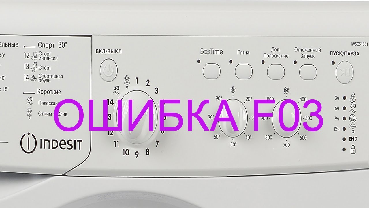 Стиральная машина Indesit не греет воду. Выдает ошибку F03.