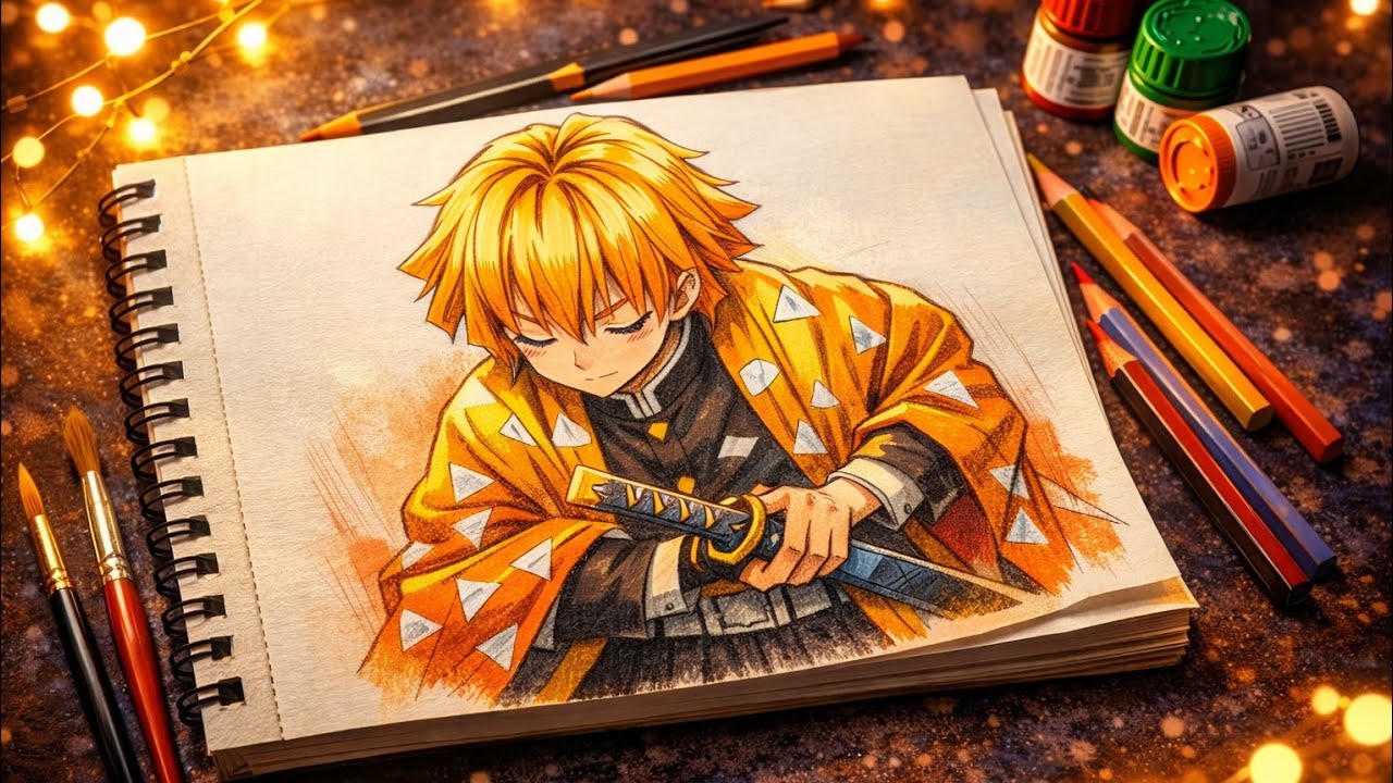 Zenitsu Agatsuma Drawing ⚡ | Demon Slayer Art | NCS Music