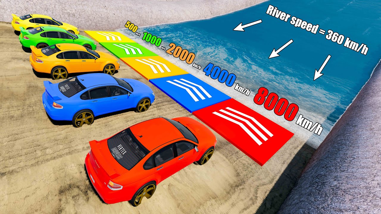 Speed ​​Boost Car Platforms #2 (500, 1000, 2000, 4000, 8000 km/h) - Beamng drive