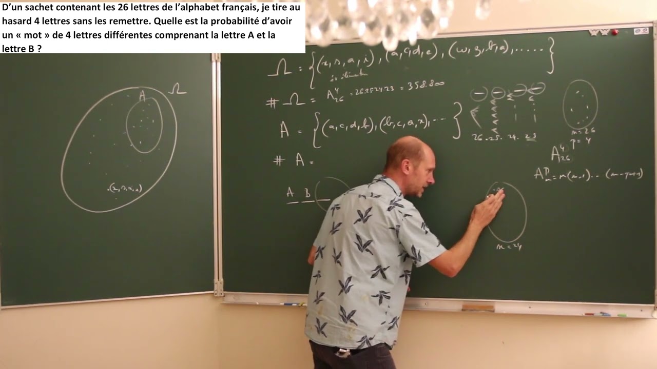 La combinatoire au service de la probabilité - Mots de 4 lettres différentes contenant A et B