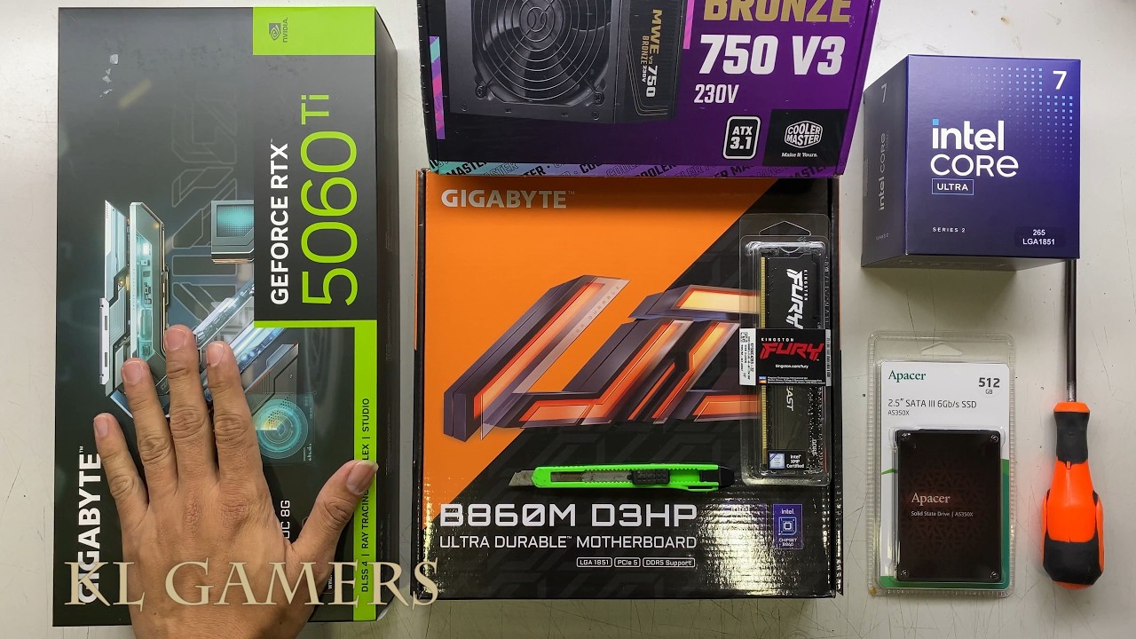 intel Core ULTRA 7 265 GIGABYTE B860M D3HP Elite 301 LITE RTX5060Ti Gaming PC Build