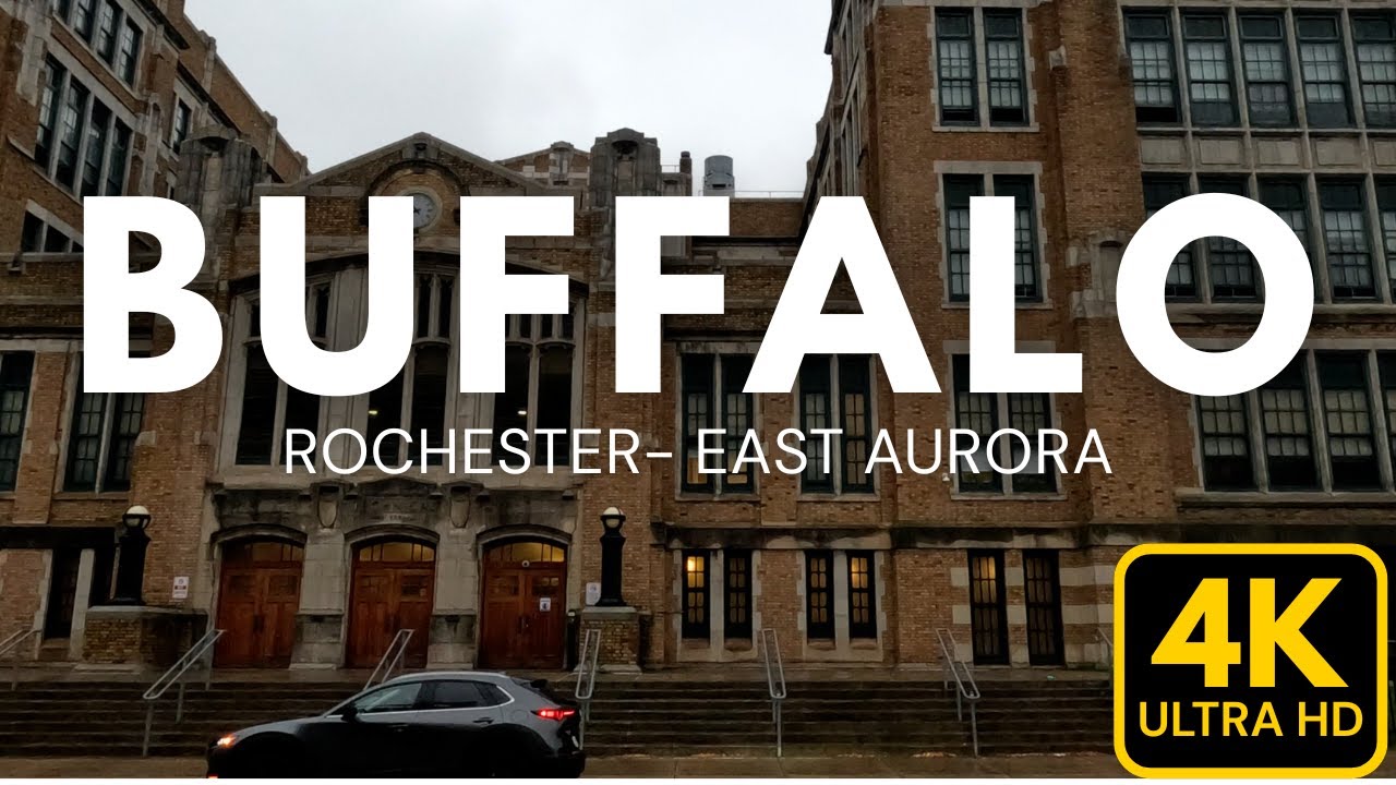 NEW YORK 4k - Buffalo, Rochester, East Aurora Driving - Rainy Drive, City Streets and Country Roads