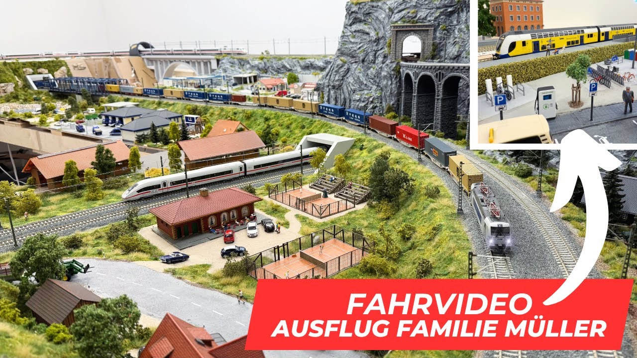 H0 Modelleisenbahn - Fahrvideo Juli 2025 mit 4 Meter Zug und Familie M&uuml;ller I Zugfahrten in 1:87