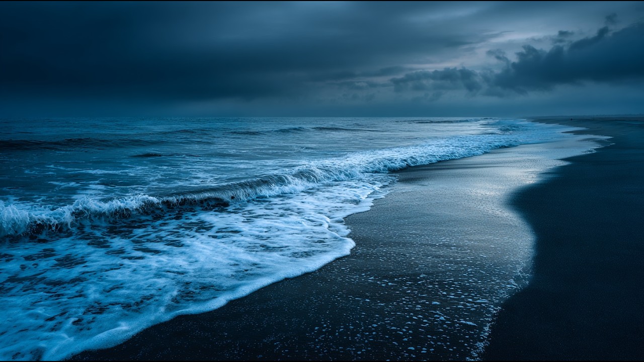 Fall Asleep With Relaxing Wave Sounds at Night, Low Pitch Ocean Music for Deep Sleeping