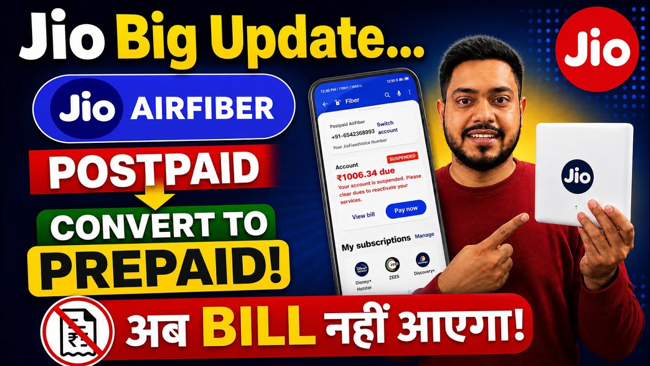 Jio air fiber Big update | Jio air fiber postpaid convert to prepaid | Prepaid jio air fiber process