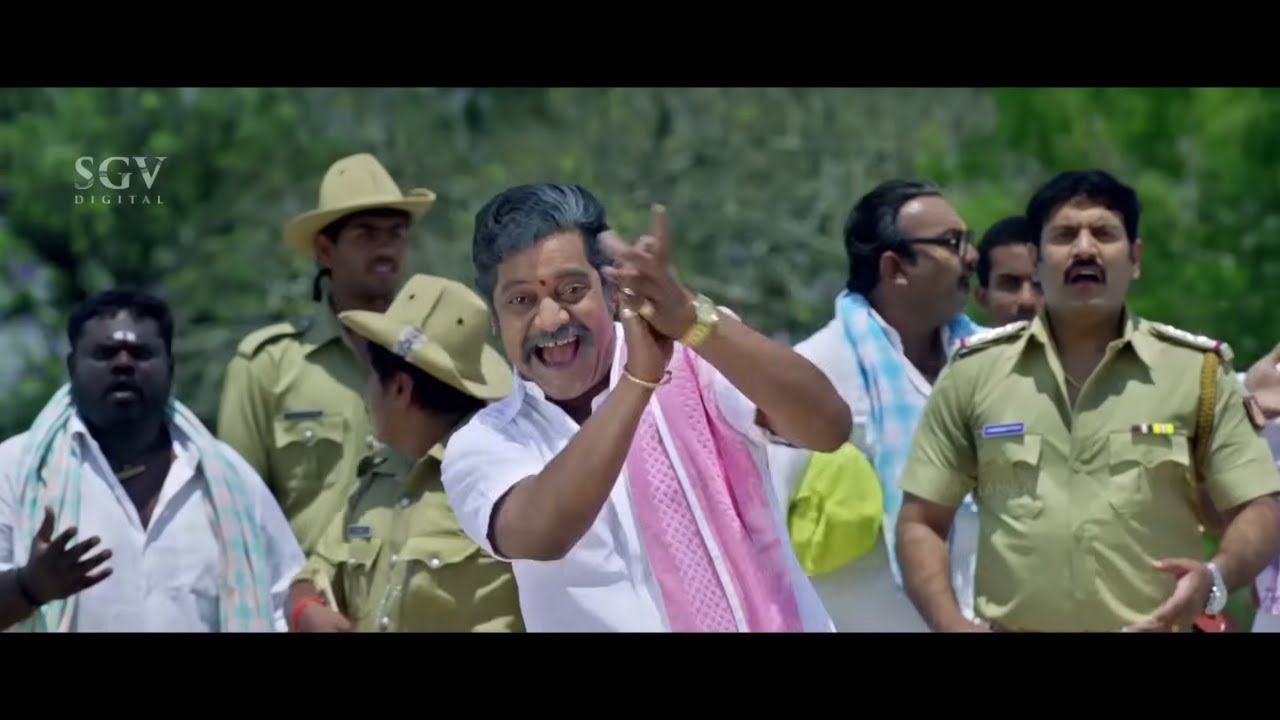 ಗೌಡರ ನಿಜ ರೂಪ ನೋಡಿದ ಪೊಲೀಸ್'ಗೆ ಹಾರ್ಟ್ ಅಟ್ಯಾಕ್ | Comedy Climax Scene | Adhyaksha Kannada Movie Part 11