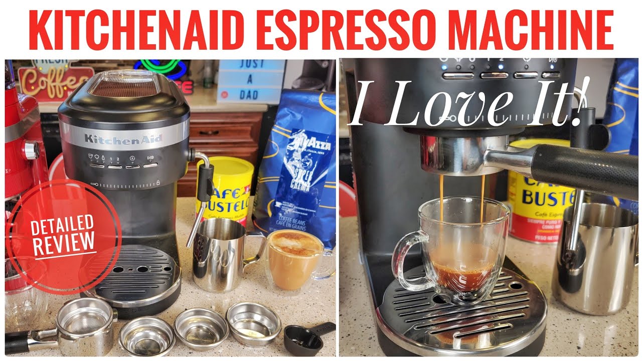 How To Make Espresso KitchenAid Semi Automatic Espresso Machine Latte Maker Review