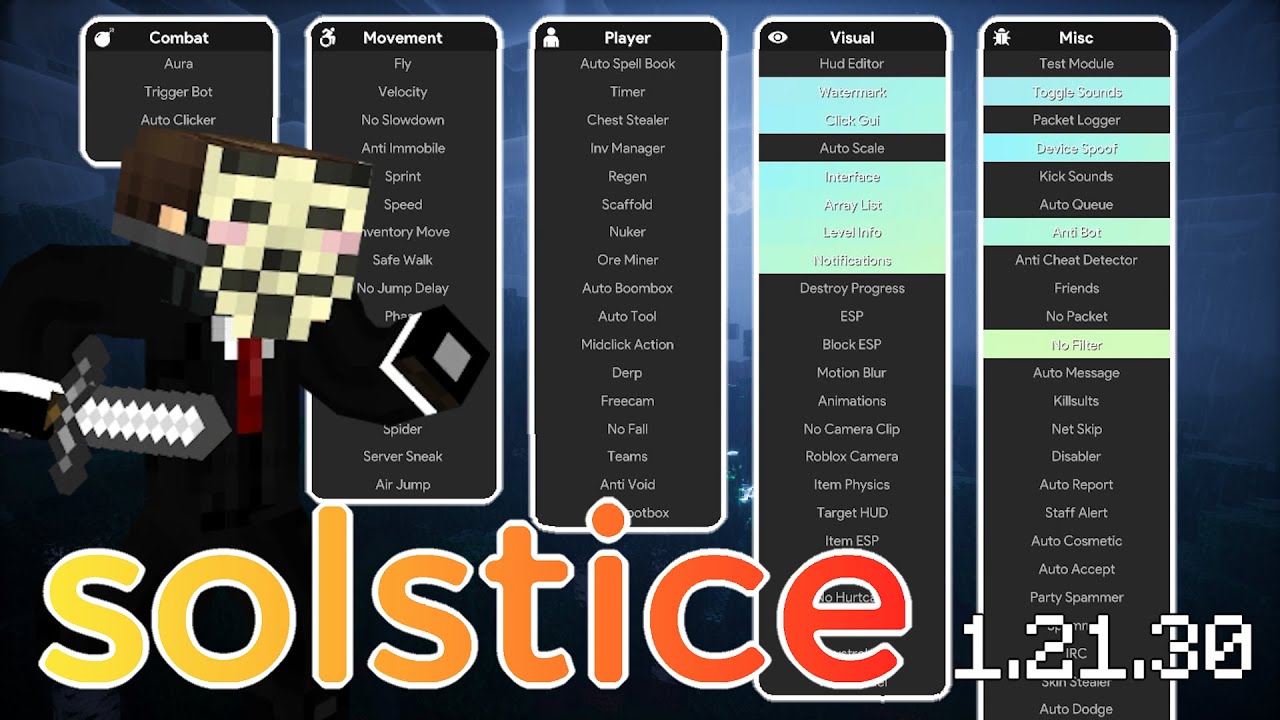 Download The BEST Minecraft Bedrock Hacked Client - SOLSTICE 1.21.30