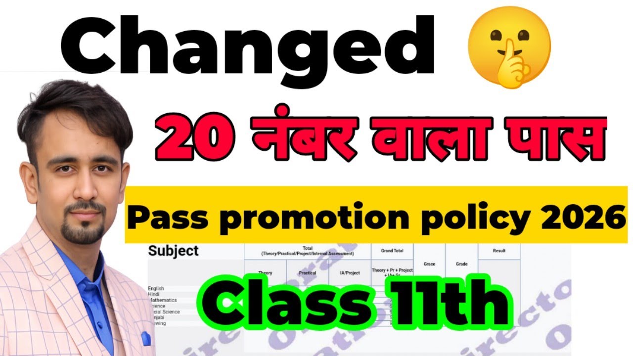 Changed 🤫Class 11th Pass promotion policy 2026 / 80 में से कितने नंबर चाहिए/ passing criteria 2026