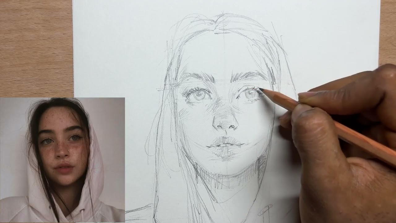 How to draw a face in a front view (Demo)