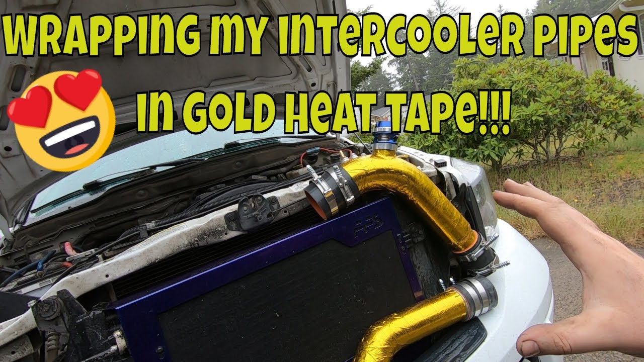 Wrapped my intercooler pipes in gold heat tape!!!