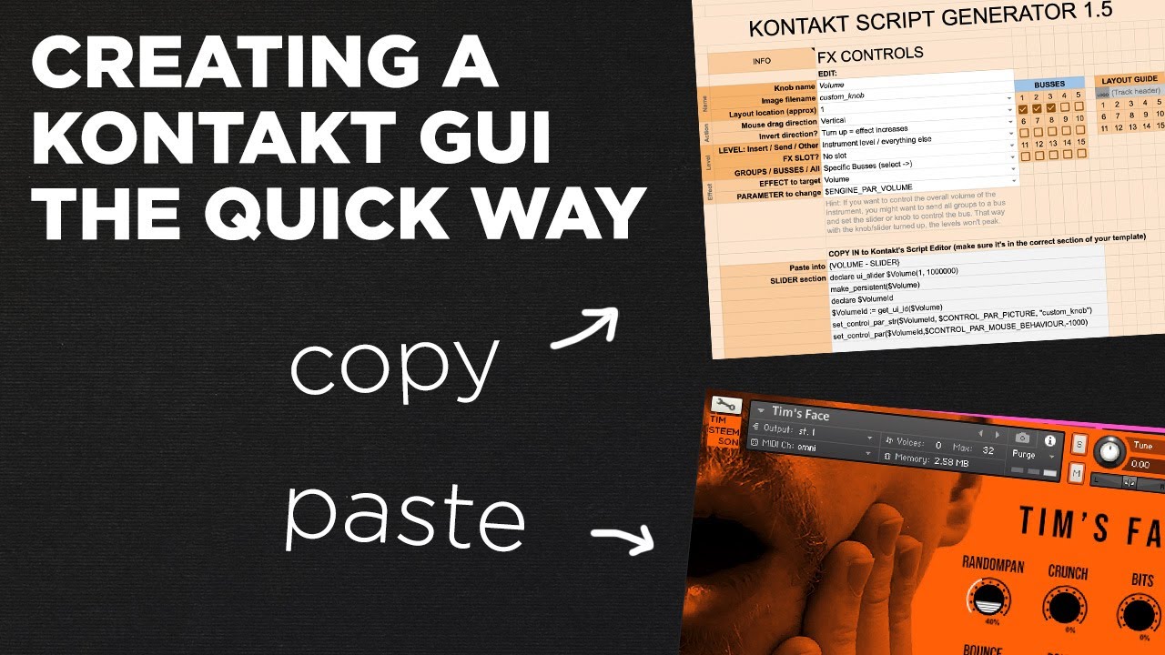 Scripting a GUI in Kontakt (+ FREE spreadsheet, knobs and templates)